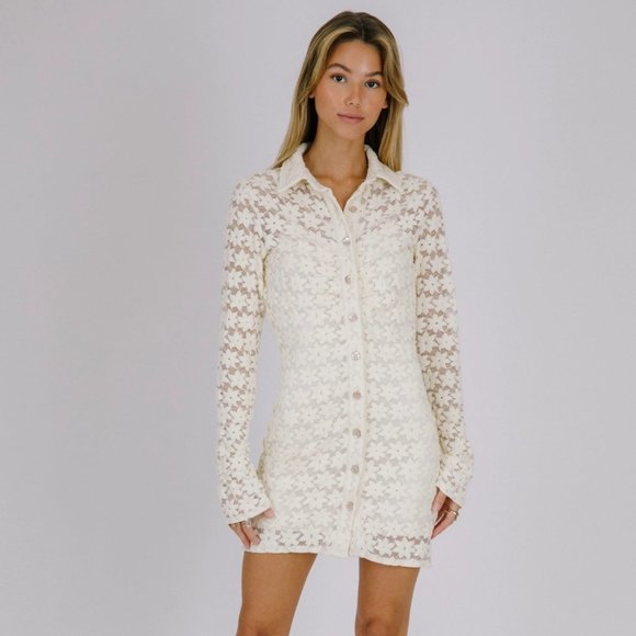 Brinisity Dresses & Skirts - DAISY CROCHET MINI DRESS